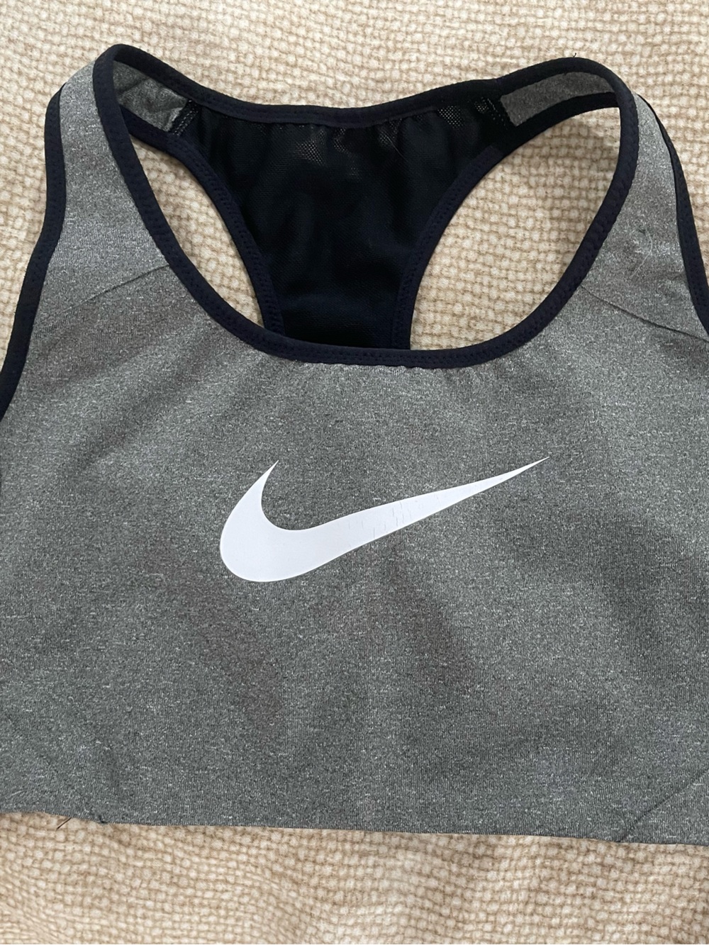 Nike Gray Sports Bikini Top with White Swoosh